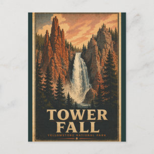 Tower Fall Yellowstone National Park Vintage Postcard