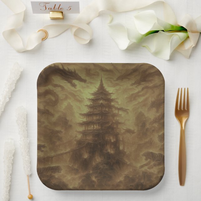 Tower Fire Paper Plate (Wedding)