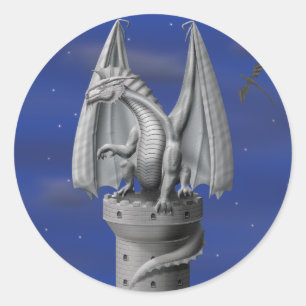 Tower Guardian - Silver Dragon Classic Round Sticker