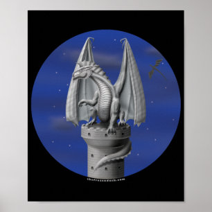 Tower Guardian - Silver Dragon Poster