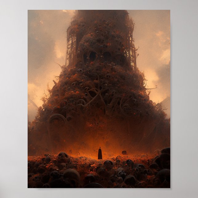 Tower Made Of Bones Dark Fantasy Art Poster (Front)