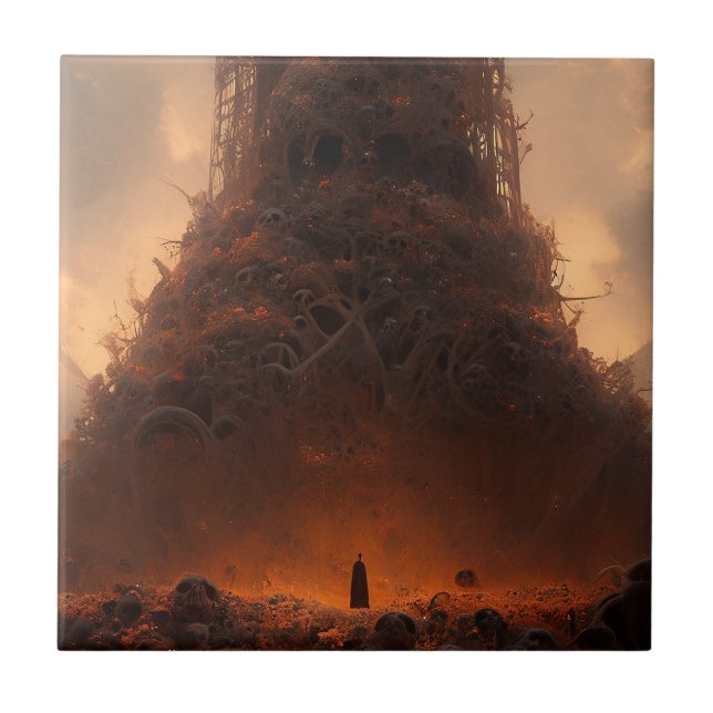 Tower Made Of Bones Dark Fantasy Art Tile (Front)