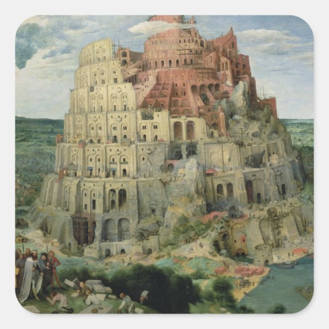 Tower of Babel, 1563 (oil on panel) Square Sticker (Front)