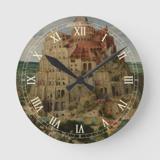 Tower of Babel by Peter Bruegel the Elder Round Clock