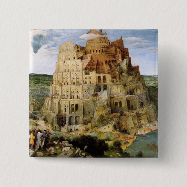 Tower of Babel - Peter Bruegel 15 Cm Square Badge (Front)