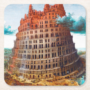 Tower of Babel, Pieter Bruegel the Elder Square Paper Coaster