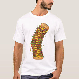 Tower of Cheesy Madness – Exaggerated Cartoon T-Shirt
