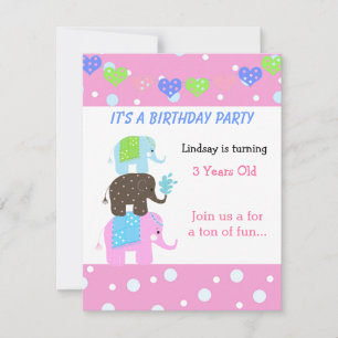 Tower of Elephants Birthday Invitation