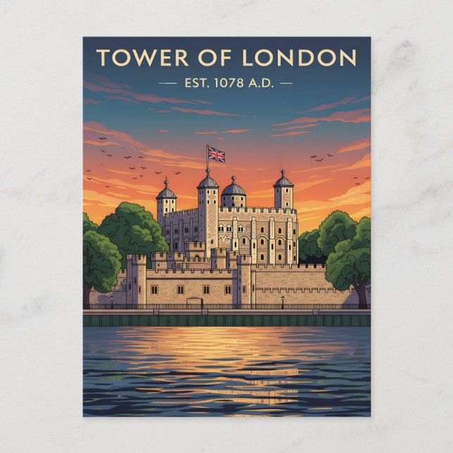 Tower of London at sunset Postcard (Front)