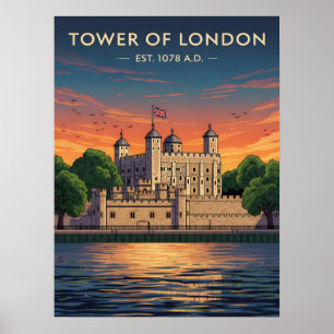 Tower of London at sunset Poster