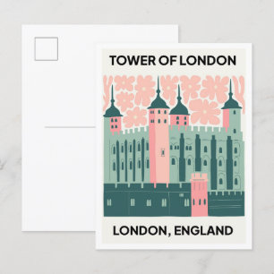 Tower of London England abstract travel floral art Postcard