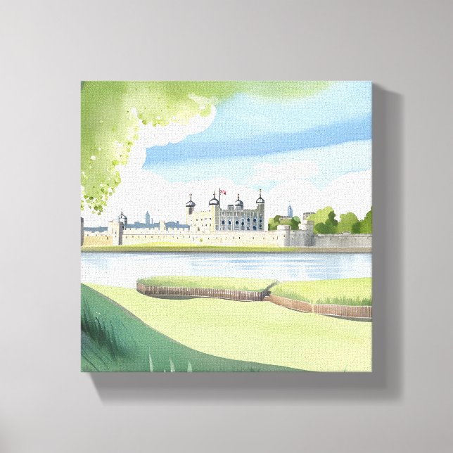 Tower of London | UK Watercolor Landscape Canvas Print (Front)