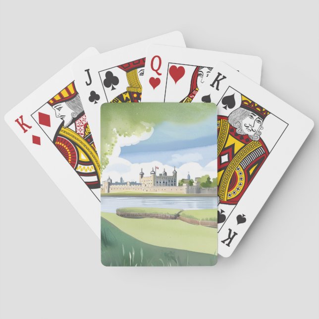Tower of London | UK Watercolor Landscape Playing Cards (Back)
