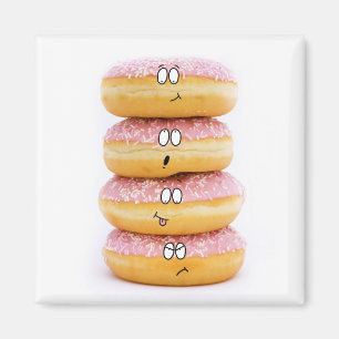 tower of pink doughnut characters magnet