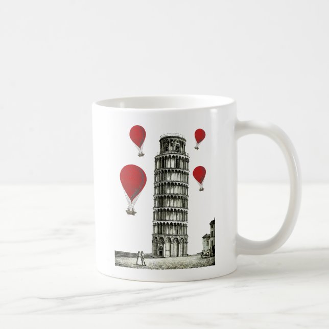 Tower of Pisa and Red Hot Air Balloons Coffee Mug (Right)