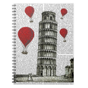 Tower of Pisa and Red Hot Air Balloons Notebook