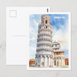 Tower of Pisa Italy Famous Travel Place Postcard