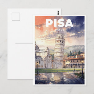 Tower of Pisa Italy Vintage Travel Postcard