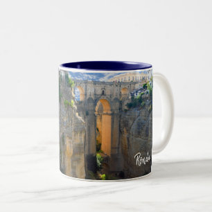 Towering from Above- Ronda - The Real Spain Two-Tone Coffee Mug