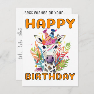 Towering Giraffe Birthday Card