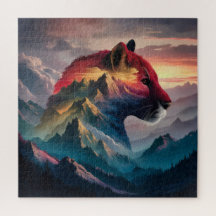Towering Mountain Silhouette Puma Sunset