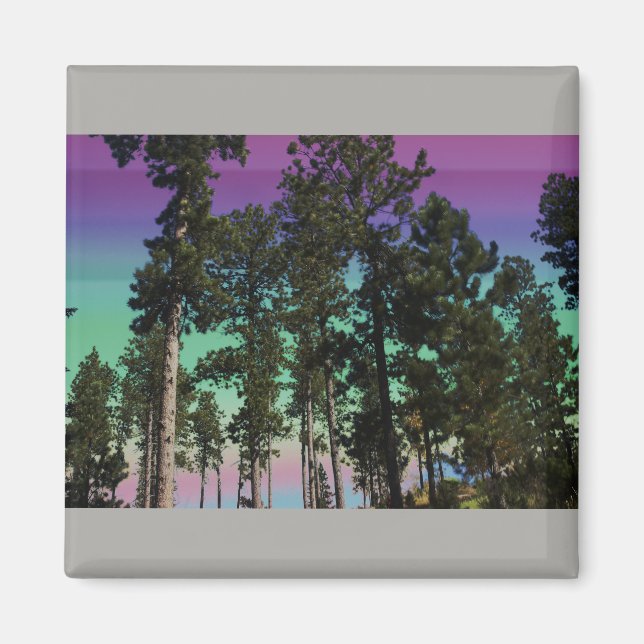 Towering Trees Magnet (Grey Background) (Front)
