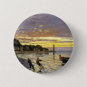 Towing a Boat, Honfleur 6 Cm Round Badge