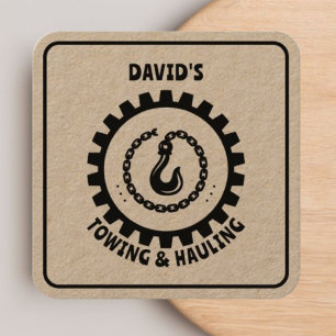 Towing and Hauling Service Black Craft  Square Business Card