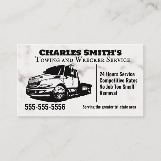 Towing and Wrecker Business Card (Front)