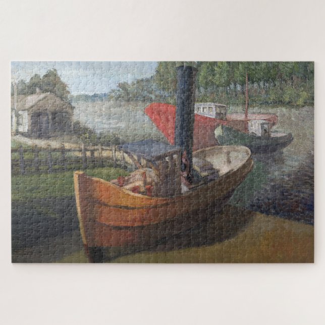 Towing boats along the river legpuzzle jigsaw puzzle (Horizontal)