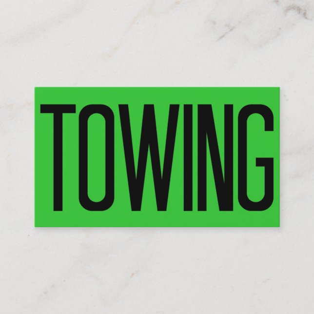 Towing Bold Florescent Green Business Card (Front)