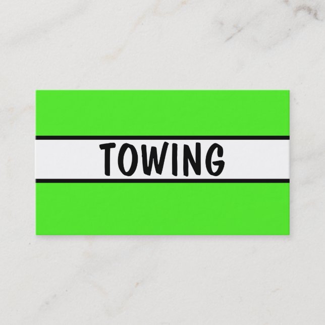 Towing Neon Green Business Card (Front)