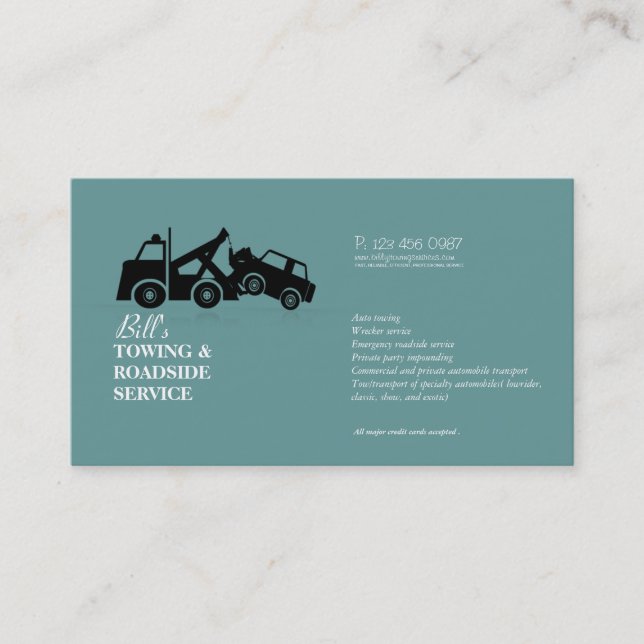 Towing Roadside Wrecker Service Business Card (Front)
