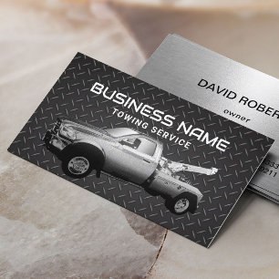 Towing Service Black Metal Tow Truck Professional Business Card