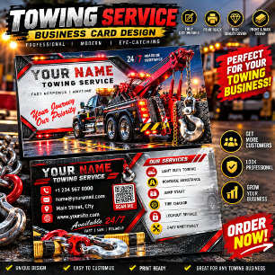 Towing Service Business Card Custom Tow Truck