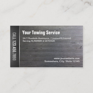 Towing Service Professional Grunge Metal Business Card