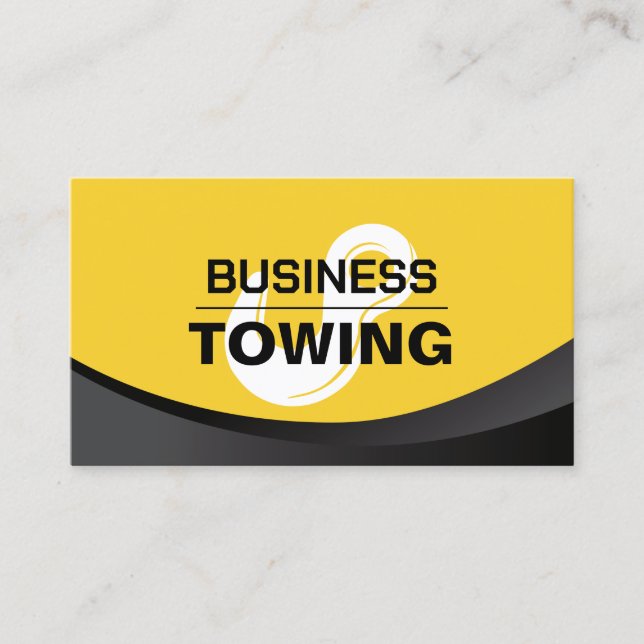 Towing Service Tow Hook Logo Modern Black & Gold Business Card (Front)