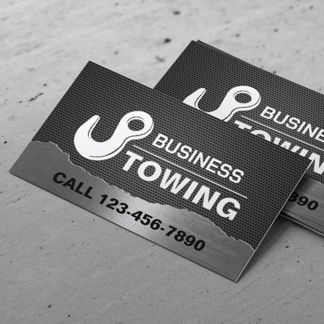 Towing Service Tow Hook Logo Professional Metal Business Card (Creator Uploaded)