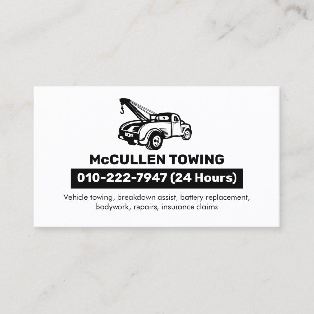 Towing Tow Truck Auto Assist Business Card (Front)