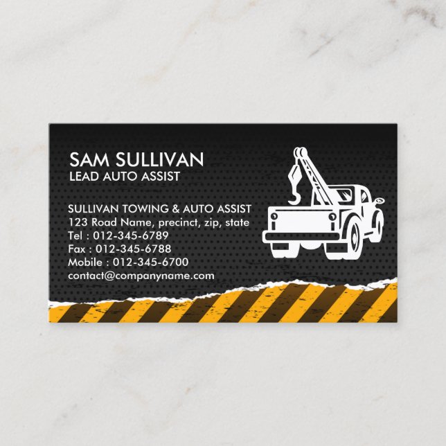 Towing Tow Truck Auto Assist Business Card (Front)