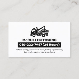 Towing Tow Truck Auto Assist Business Card