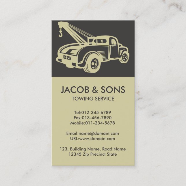Towing Tow Truck Auto Assist Business Card (Front)