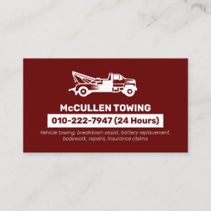 Towing Tow Truck Auto Assist Business Card