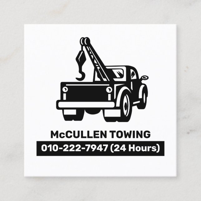 Towing Tow Truck Auto Assist Square Business Card (Front)