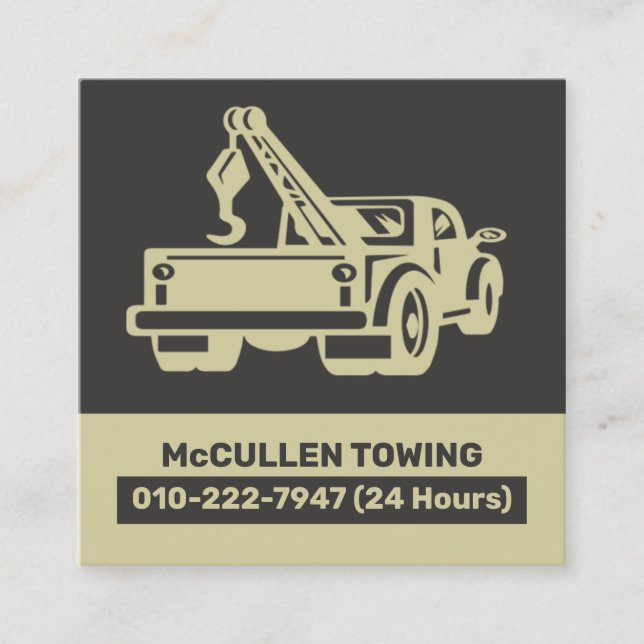Towing Tow Truck Auto Assist Square Business Card (Front)