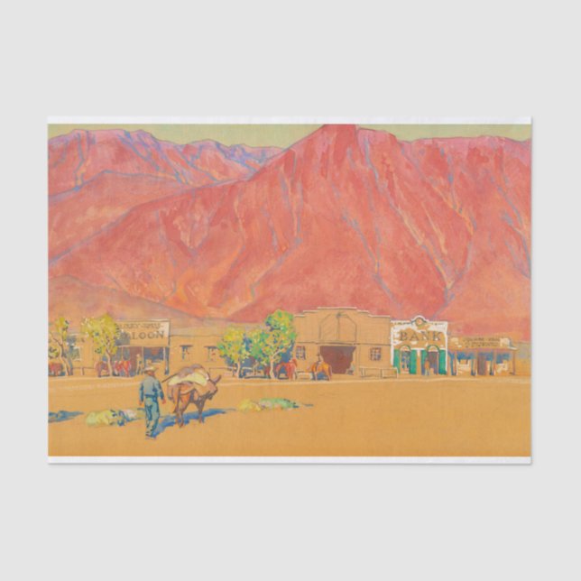 Town and Cliffs by Maynard Dixon Tissue Paper (Front)