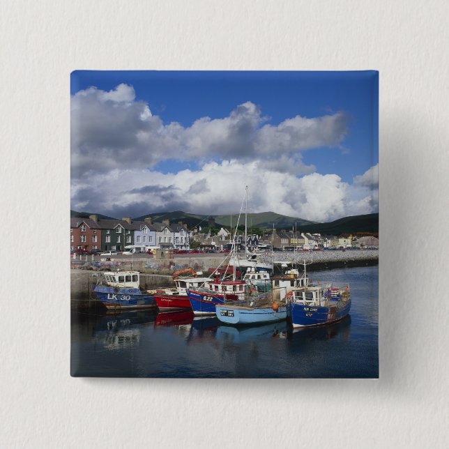 Town and Harbour, Dingle, County Kerry, 15 Cm Square Badge (Front)
