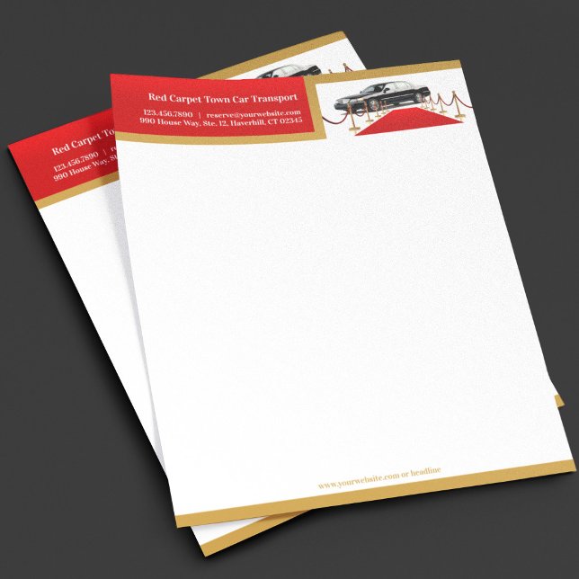 Town Car Service Red Carpet Letterhead Template (Creator Uploaded)