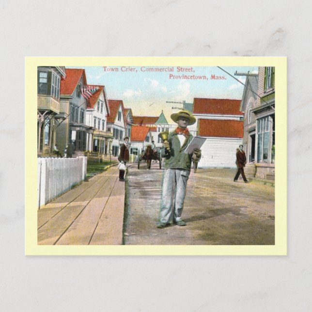 Town Crier Commercial St., Provincetown, Vintage Postcard (Front)