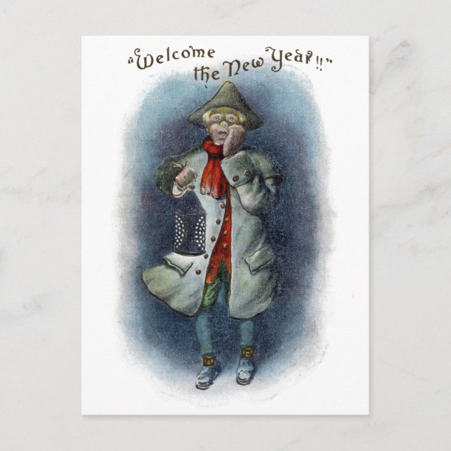 Town Crier Welcomes the New Year Holiday Postcard (Front)